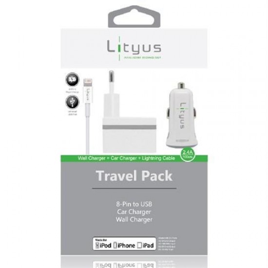 Lityus Şarj Paketi + Lightning Kablo (Beyaz) - AKLTCS0102